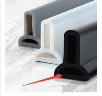 Flexible silicone bathroom waterproof strip in black, grey or white for shower room dry-wet separation