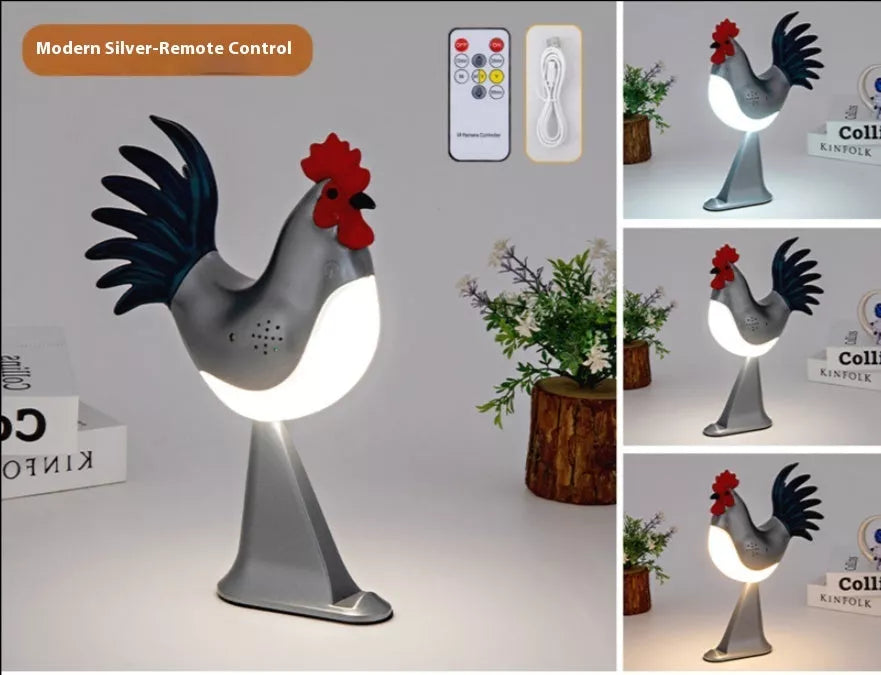 LED Rooster Night Light with touch control and sound, rechargeable, in various colors