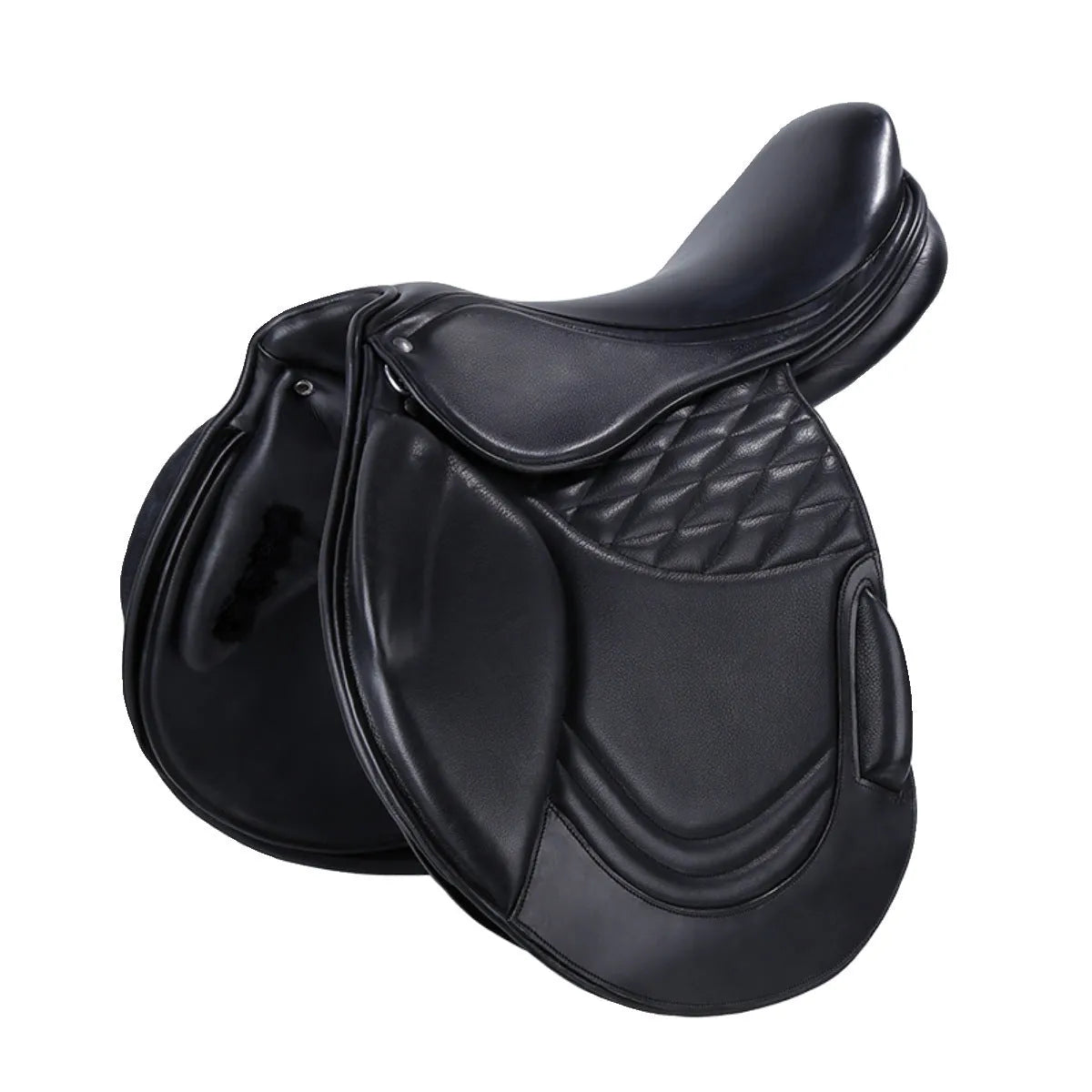 Cowhide equestrian saddle in black or brown, specification 17, for horse harness and riding use