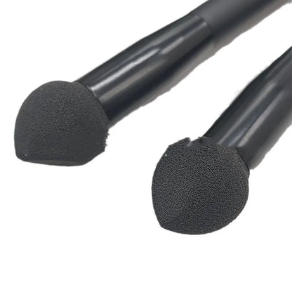 Black wooden handle concealer brush with sponge tip for dark circle coverage