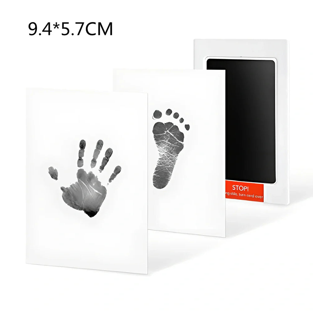 Disposable ink baby hand and foot print kit with six colour options and two size formats