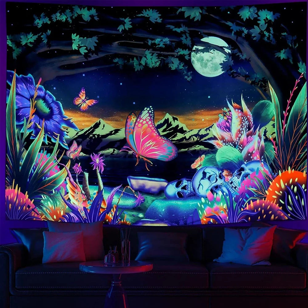 Brushed polyester wall tapestry showing texture detail and rectangular shape with size options from 95cm to 230cm