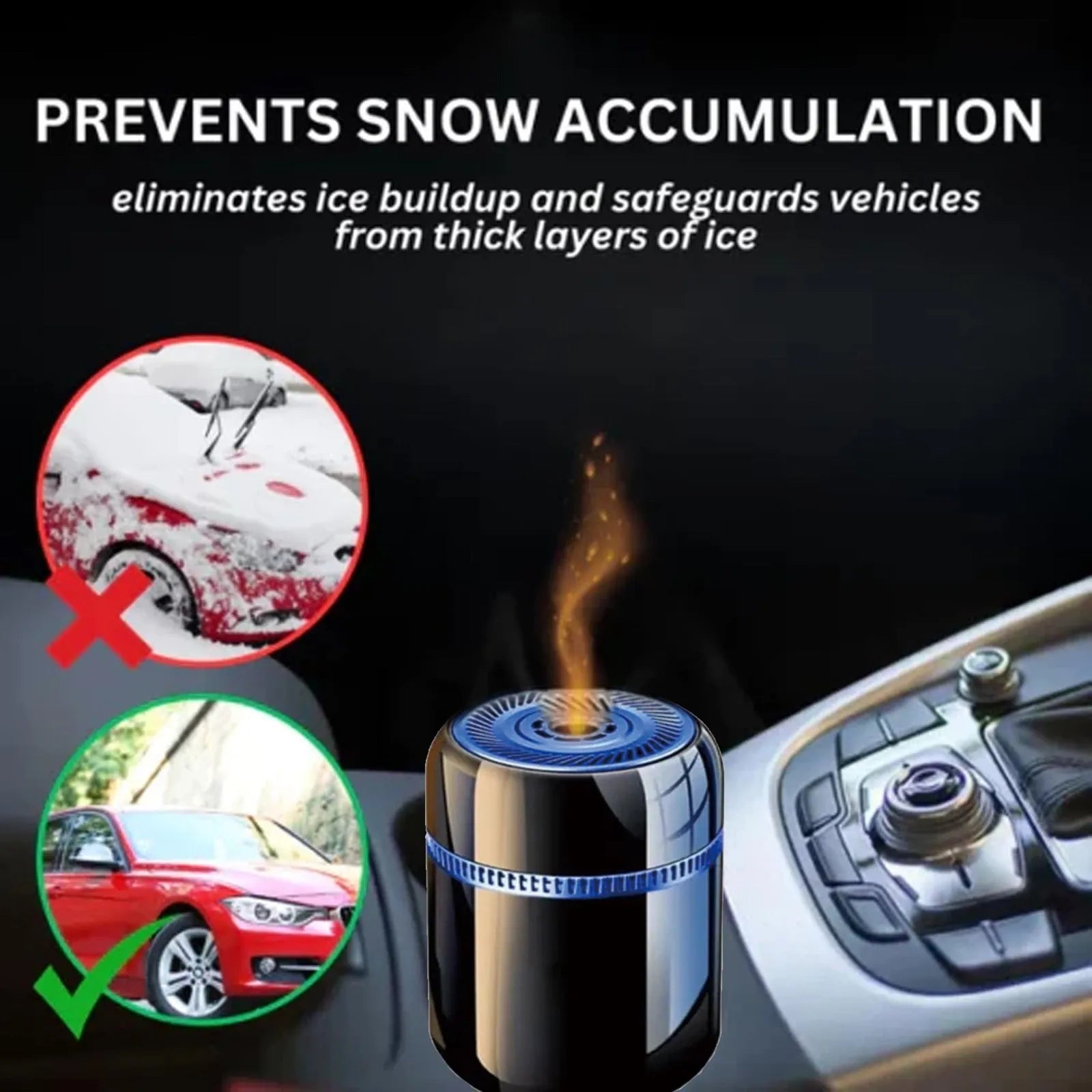 Compact car windscreen defroster tool measuring 5.6 by 6.8 cm for vehicle ice removal