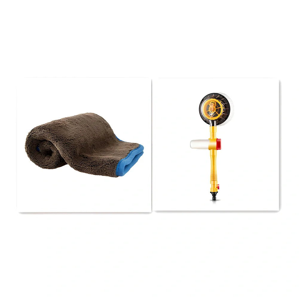 Yellow automatic rotating car wash brush with 130cm telescopic handle and 26cm chenille head for efficient vehicle cleaning