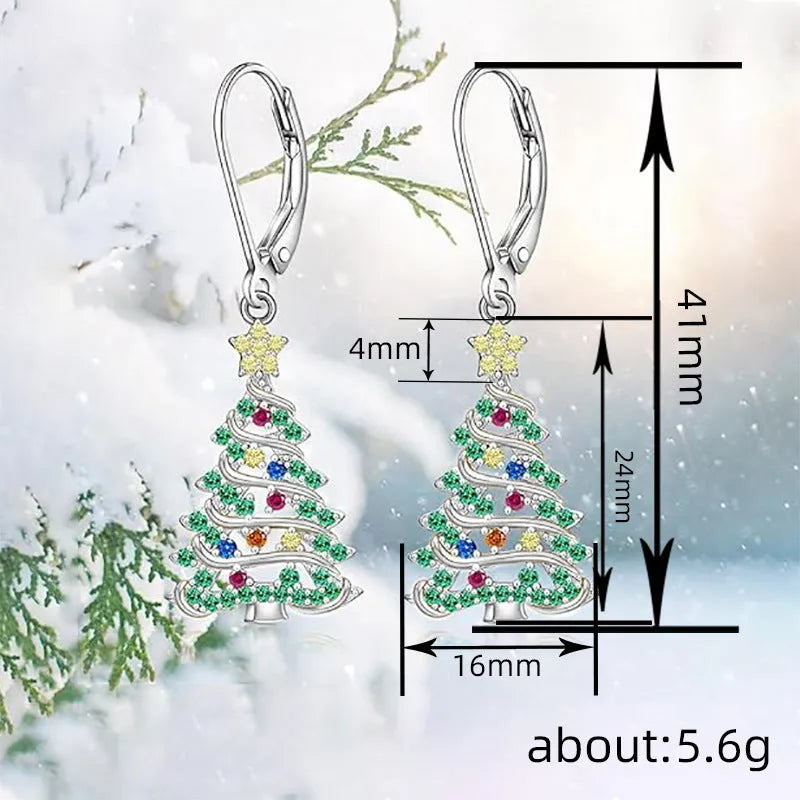 Copper Christmas Tree earrings with star elements in E4318 white gold colour finish for women