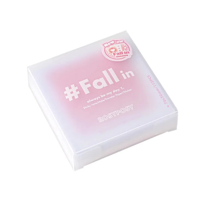 Square gradient-cover notepad showing pastel colours, open to reveal sticky notes, plain paper, and parchment sheets.