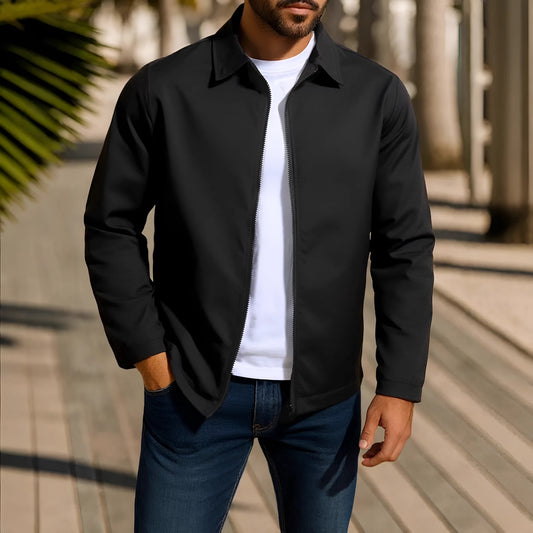 Men's emerald green zip-up cardigan jacket with raglan sleeves on a hanger.