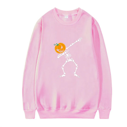 Women's printed crew neck long-sleeve top in black, red, yellow, white, or orange red colours