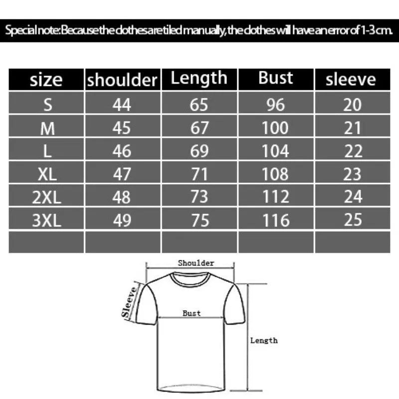 Men's black t-shirt with 3D digital printed cartoon pattern, round neck, short sleeves, loose fit
