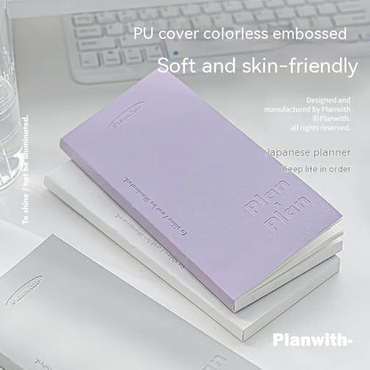 A5 embossed meter book with paper cover showing five colour options: white, purple, blue, grey, and protective cover