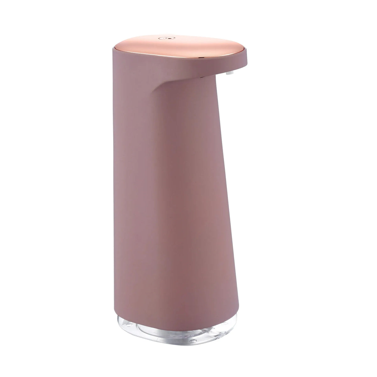White automatic foam soap dispenser with infrared sensor on a bathroom countertop.