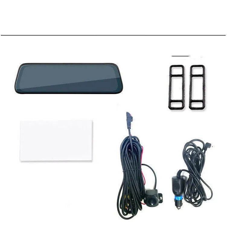 10-inch car dash cam with front and rear cameras on full touchscreen display