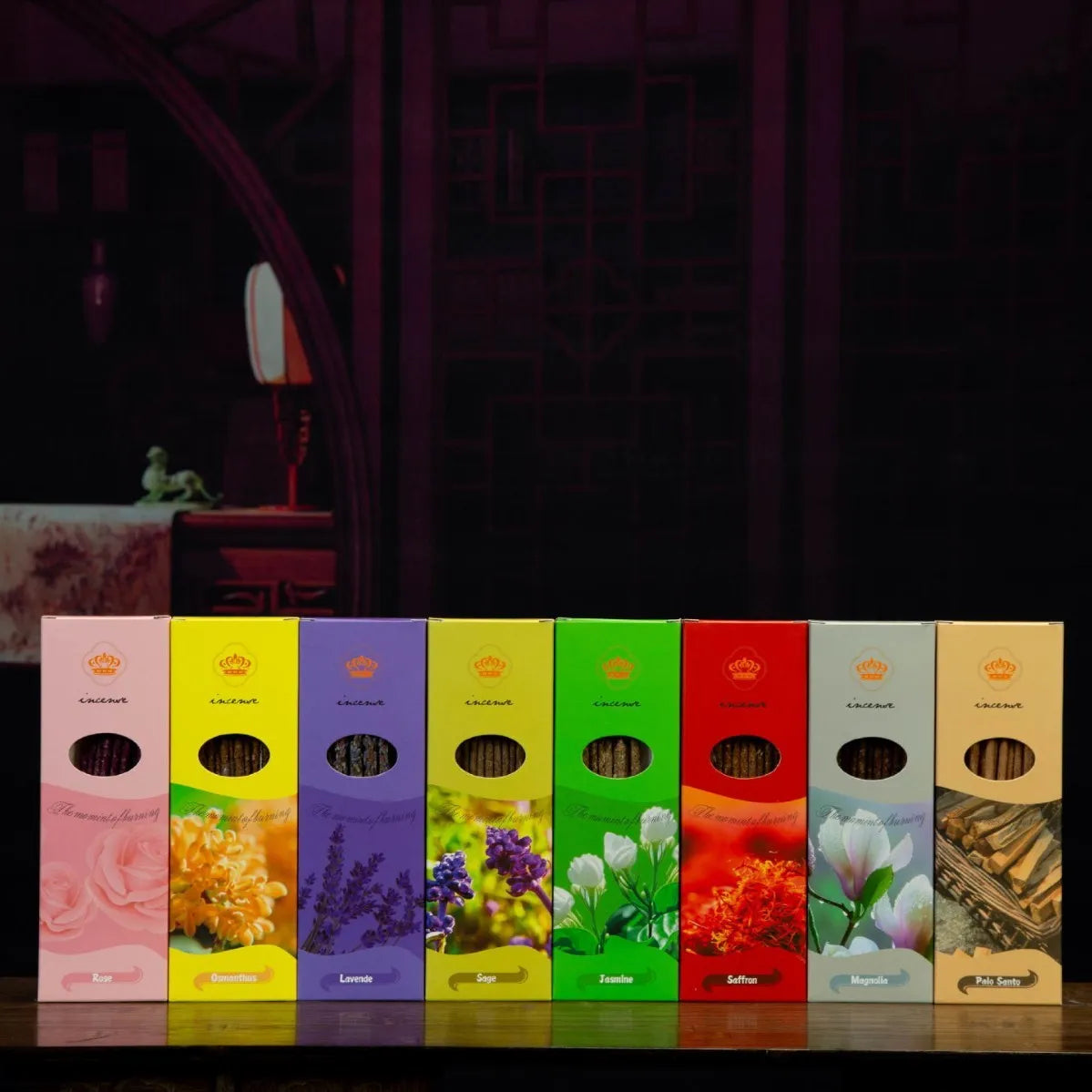 Handmade Argentinian incense sticks set with eight natural fragrance options in box