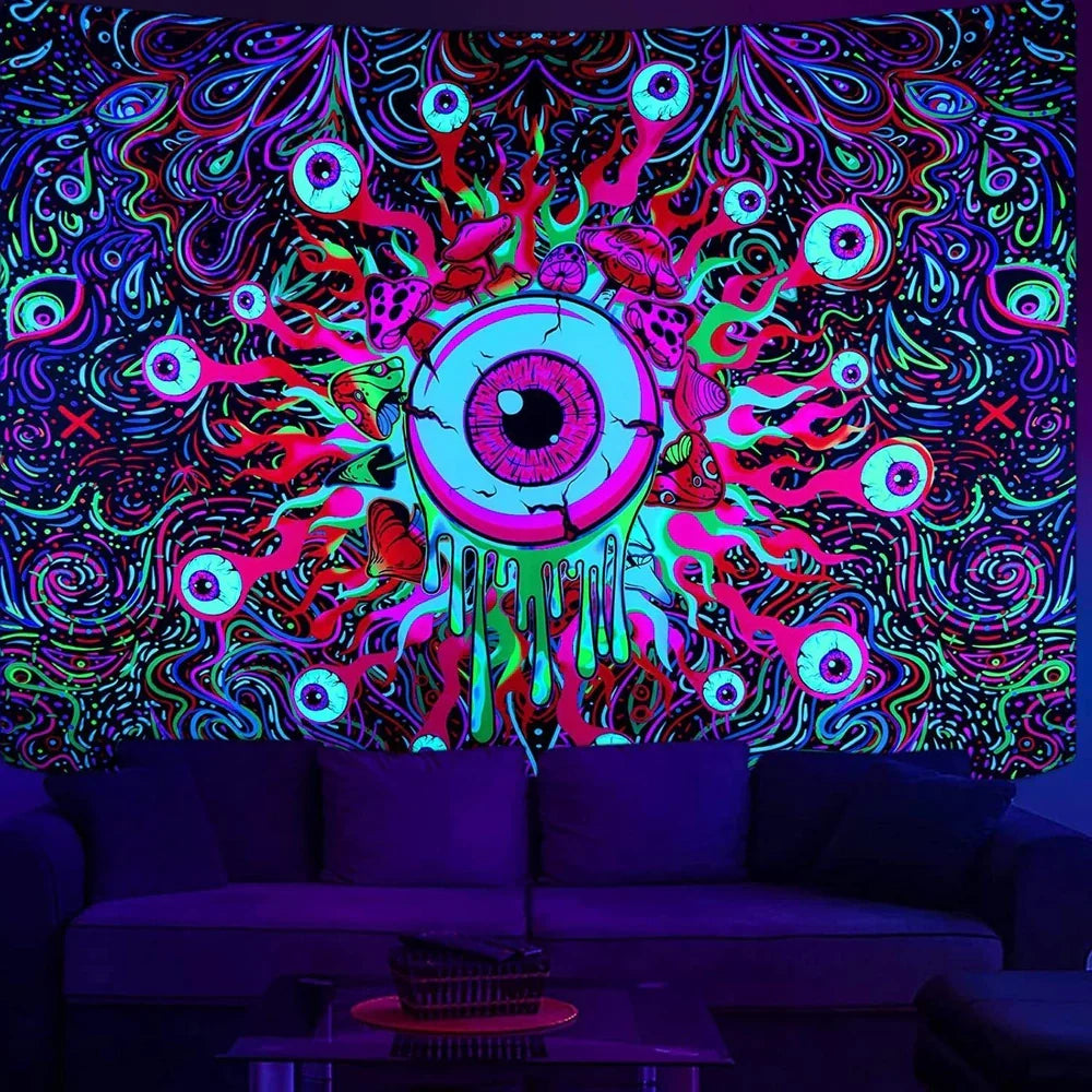 Brushed polyester wall tapestry showing texture detail and rectangular shape with size options from 95cm to 230cm