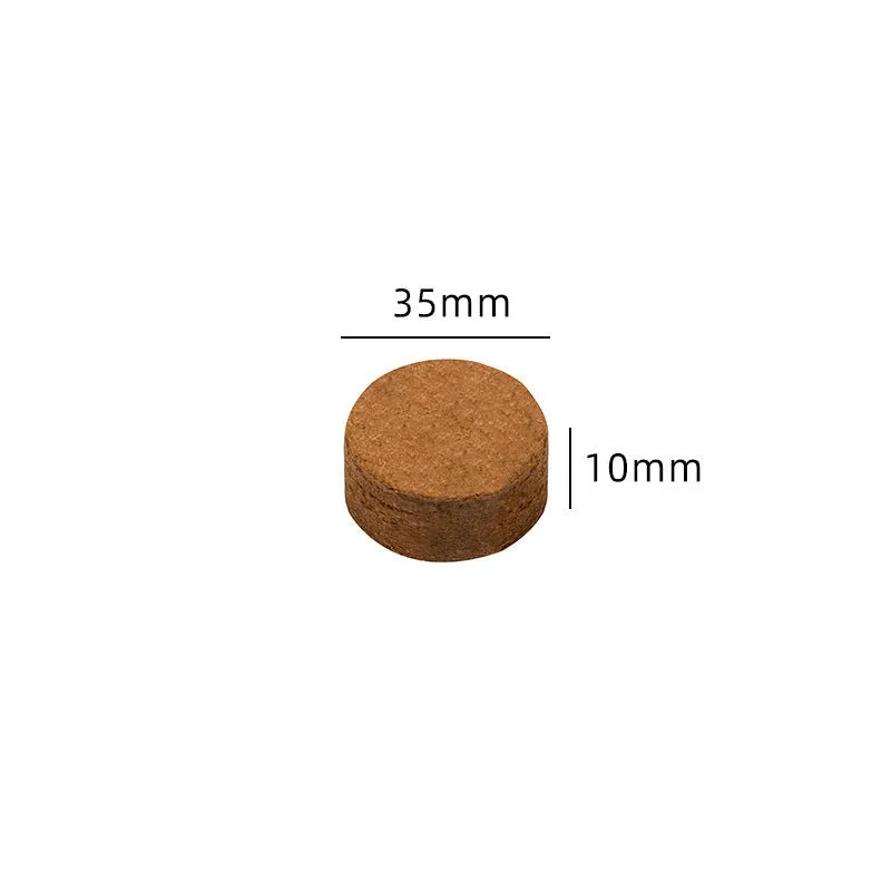 Nutrient soil blocks for vegetable planting showing dry and expanded states with size variations