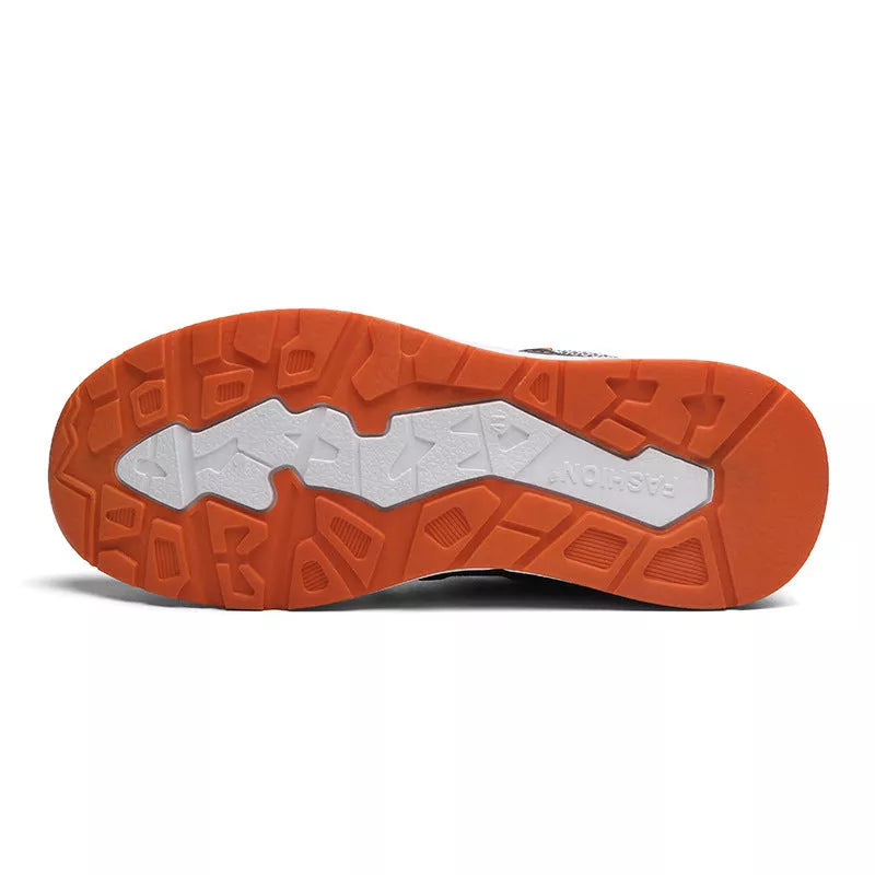 Platform Lightweight Casual Running Shoes with mesh upper in beige, black, and gray