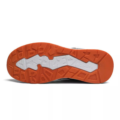 Platform Lightweight Casual Running Shoes with mesh upper in beige, black, and gray