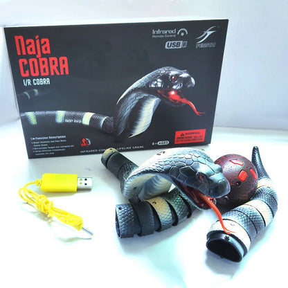 Smart sensing electronic snake cat toy with segmented body for realistic slithering motion on floor.