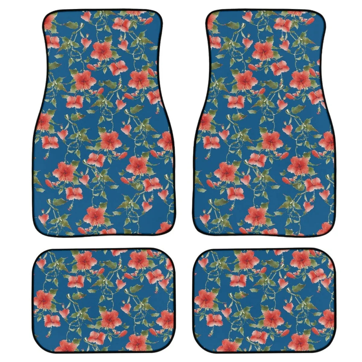 Printed rubber car foot mat set with 20mm thickness and waterproof lining in black