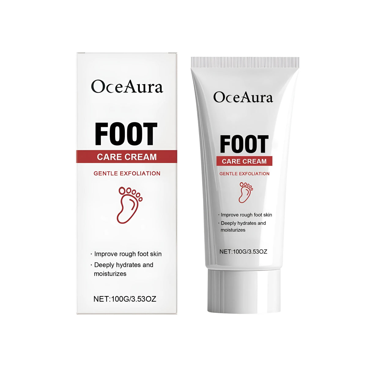 100g tube of moisturising foot cream for dry feet with aloe and vitamin C.