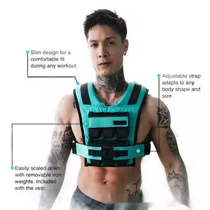 Adjustable Weight Vest for tactical training and outdoor running in black