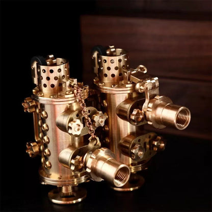 Handmade all copper mechanical punk kerosene lighter with brass color and shaft even style