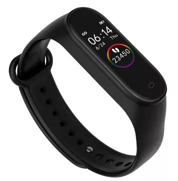Smart bracelet with color screen displaying heart rate and fitness metrics