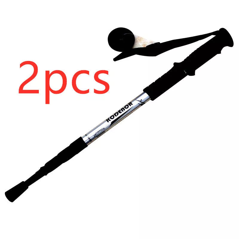 Ultra-light adjustable trekking poles in black, red, silver, and blue