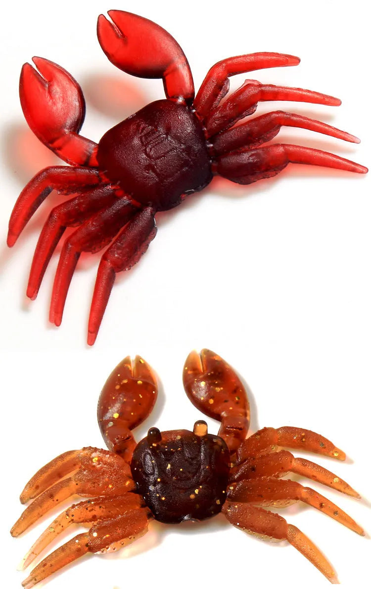 PVC software little crab bait lure measuring 8cm in red crab and brown crab colour options