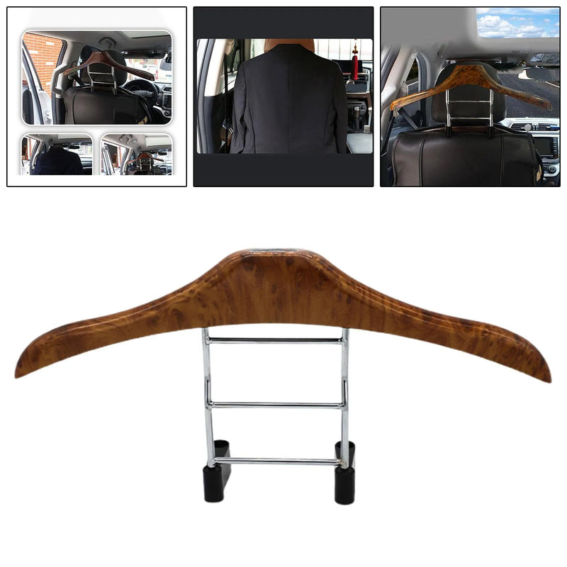 Car Mounted Clothes Hanger, stainless steel and ABS construction, 46.5 x 23cm multifunctional chair back hanging hook for suits, shirts, coats, jackets and uniforms with detachable versatile design in wood yellow colour