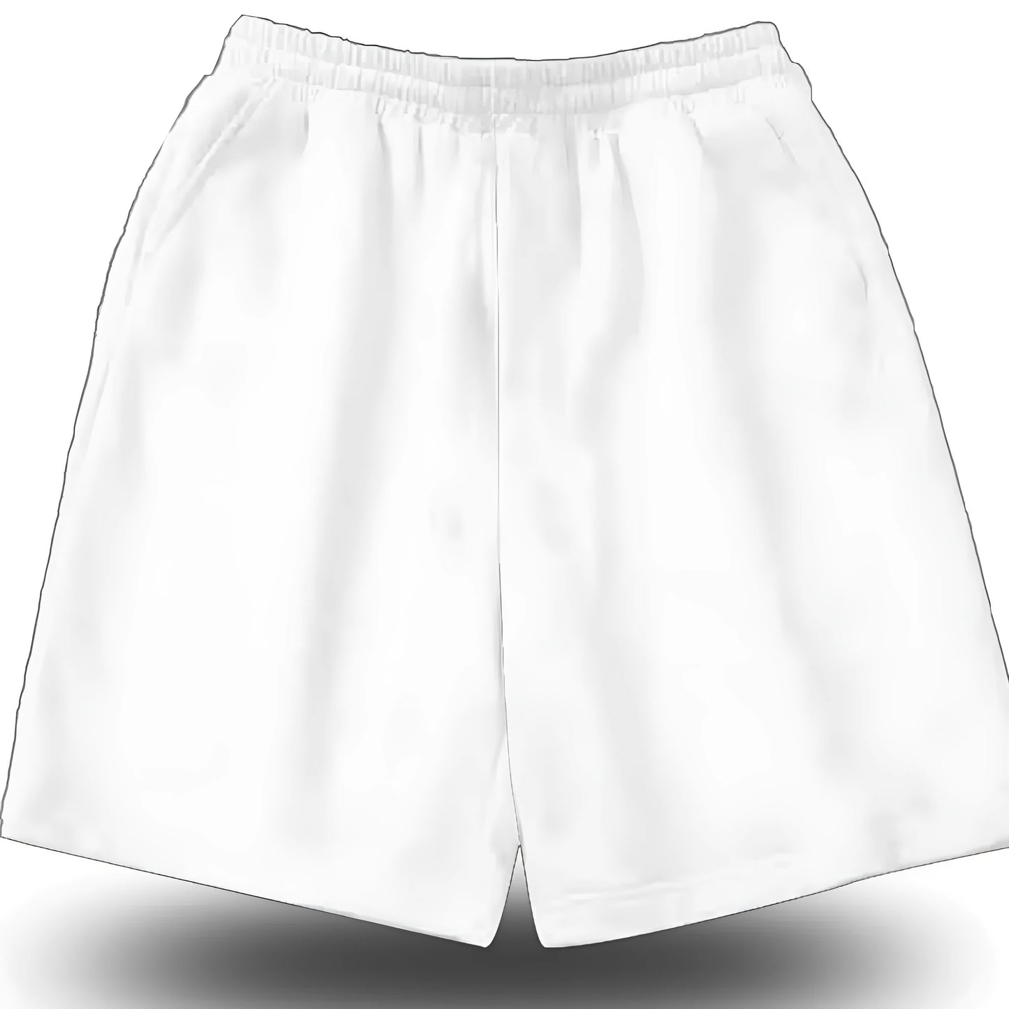 White women's polyester shorts available in sizes S through 5XL for casual and athletic wear