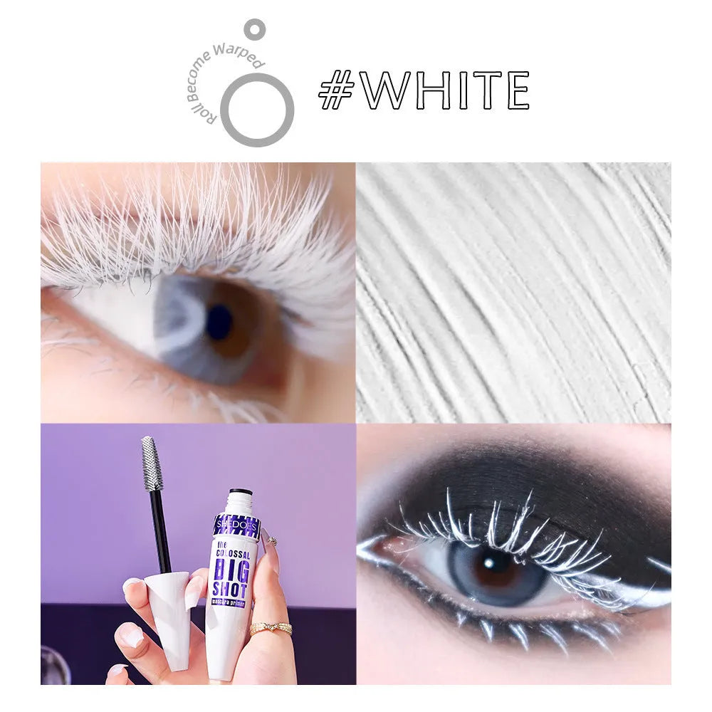 White mascara tube with 10ML waterproof quick-drying formula for universal skin types