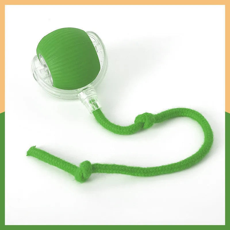 Plush silicone rolling ball cat toy in red, green, and grey colour options for feline self-play entertainment