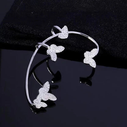 Stylish butterfly ear clips with sparkling zircon stones in gold and silver finishes