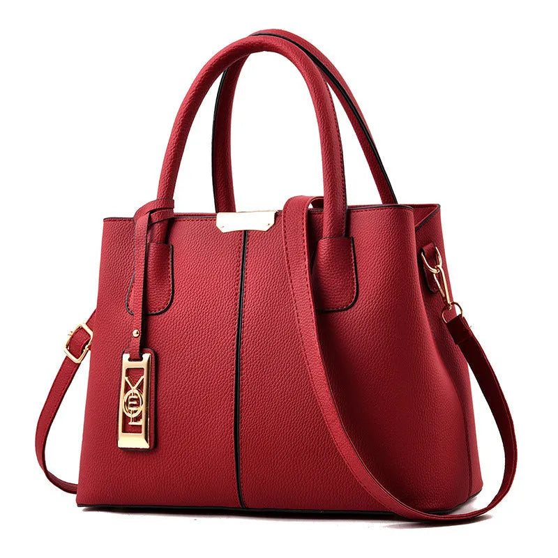 Soft PU leather large capacity shoulder bag in a horizontal square shape with an adjustable strap