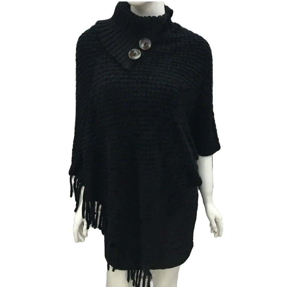 Sleeveless polka dot shawl in apricot colour draped over chair, showing 150cm length and acrylic fibre texture