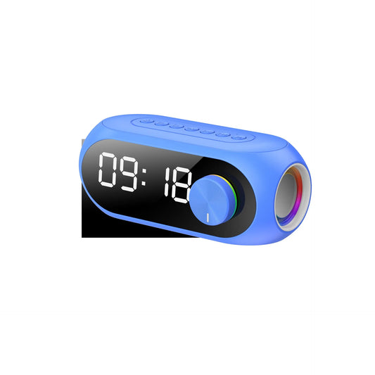 Extra Bass Portable Mini Clock Household speaker in S8 Black, showing compact size and USB port