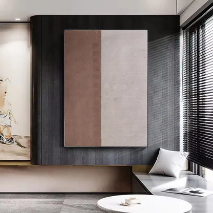 Handmade abstract oil painting on canvas in Morandi colours, rolled frameless wall art for living room or bedroom.