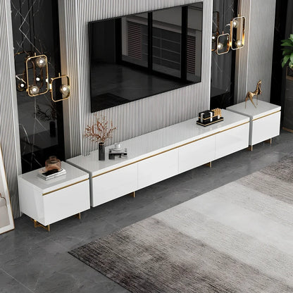 Modern minimalist multifunctional coffee table TV cabinet with tempered glass and baking paint finish