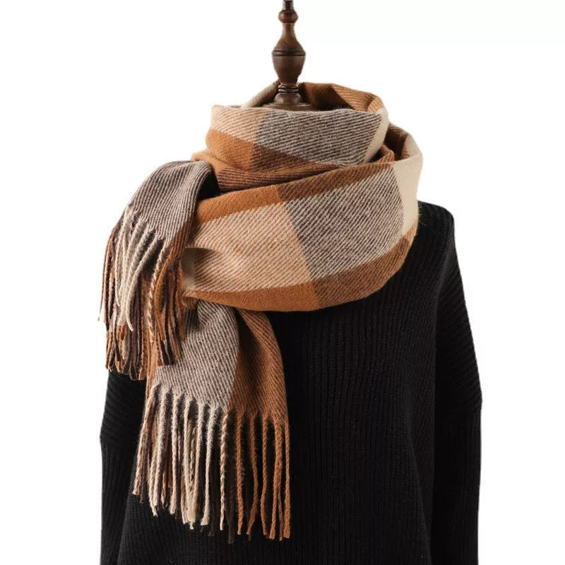 Thick Warm Outer Shawl Scarf in various colors with tassel detailing