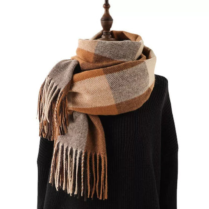 Thick Warm Outer Shawl Scarf in various colors with tassel detailing