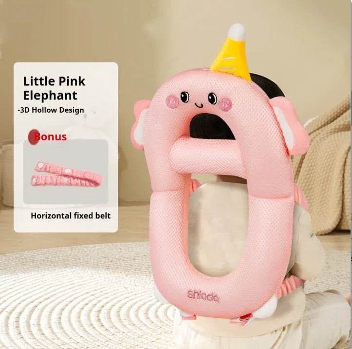Cartoon animal themed anti-collision pillow for infant head and knee protection.