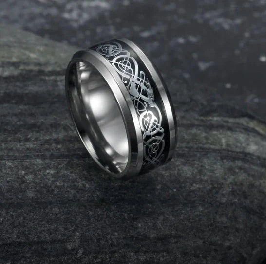 Vintage Titanium Steel Basilisk Scale Wedding Ring with unique design for weddings or fashion statements