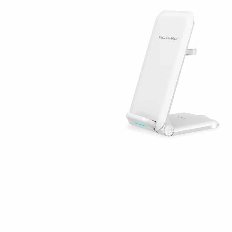Sleek 3-in-1 wireless charging station with adjustable stand and foldable design for convenient desktop charging