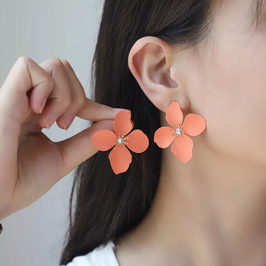 Colorful flower stud earrings for women with durable alloy construction