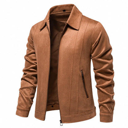 Men's Suede Lapel Zipper Jacket for Autumn and Winter in various colors