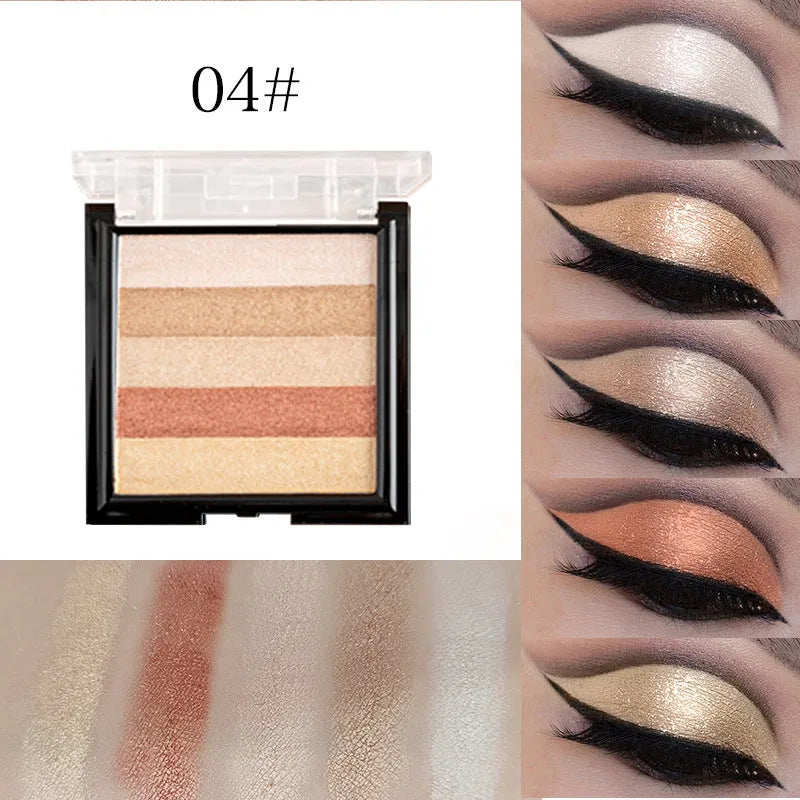 Highlight eye shadow plate for brightening and contouring with six colour options