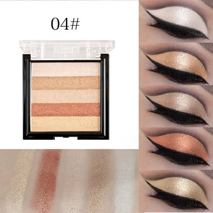 Highlight eye shadow plate for brightening and contouring with six colour options