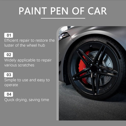 Black car wheel hub scratch healing pen, 3x10ml set, 1.7x11.3cm touch-up pens for black wheel scratches