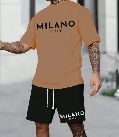 Polyester short sleeve suit set showing coordinated top and shorts in available colours